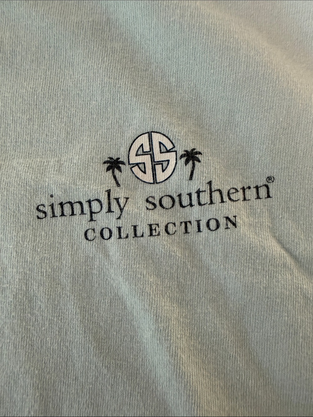 Simply Southern Light Blue Tee with Pink Umbrella Beach Graphic - Picture 3 of 3